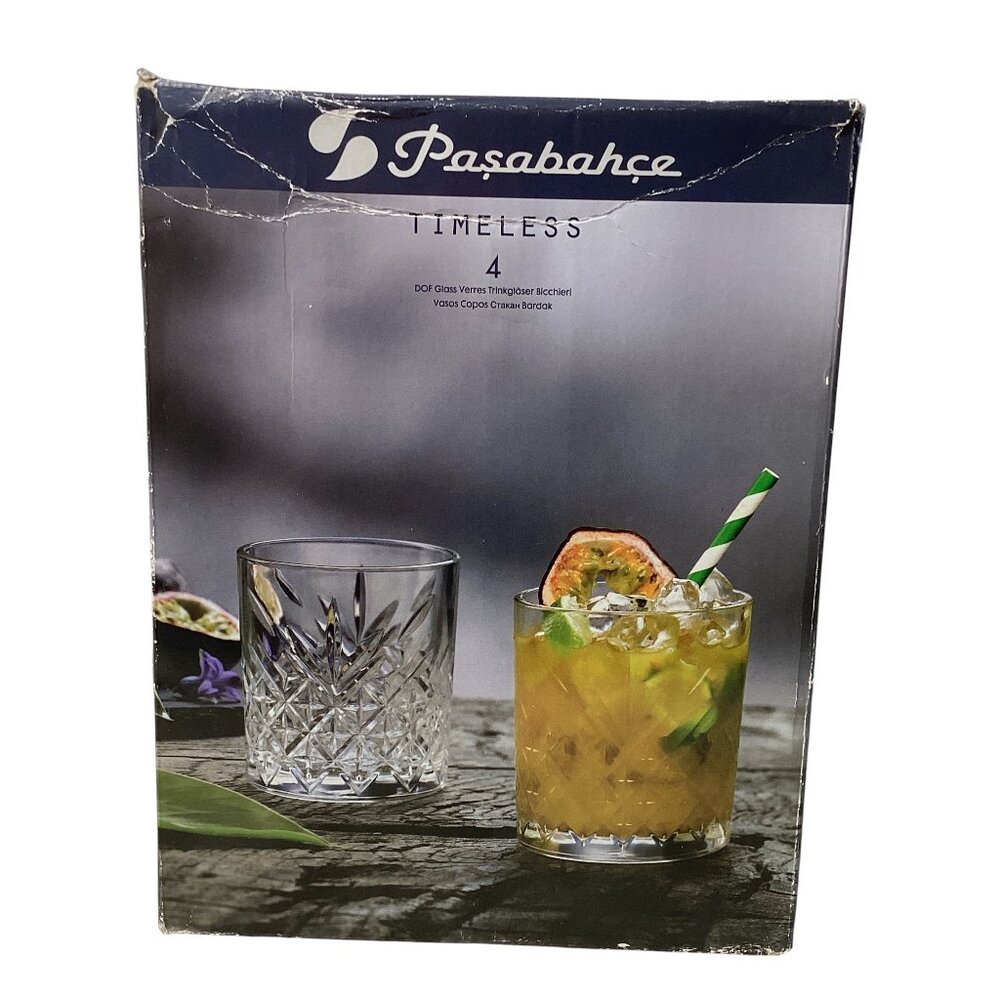 Paşabahçe Timeless Double Old Fashioned (DOF) 4 Glasses, (11.5–11.75 fl oz)
